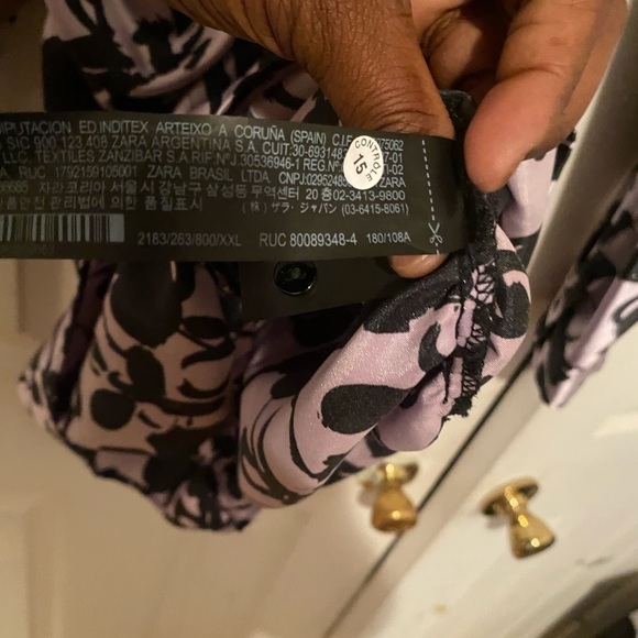 ZARA WOMAN "The Dita" Satin Printed Ruched dress in size XXL - Picture 7 of 10